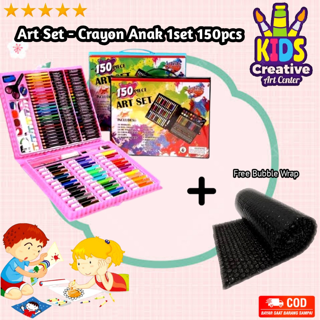 

Crayon Anak Set 150 pcs Set Spidol Alat Menggambar Mewarnai Pensil Krayon Set Art Colouring Free Bubble Wrap / H B