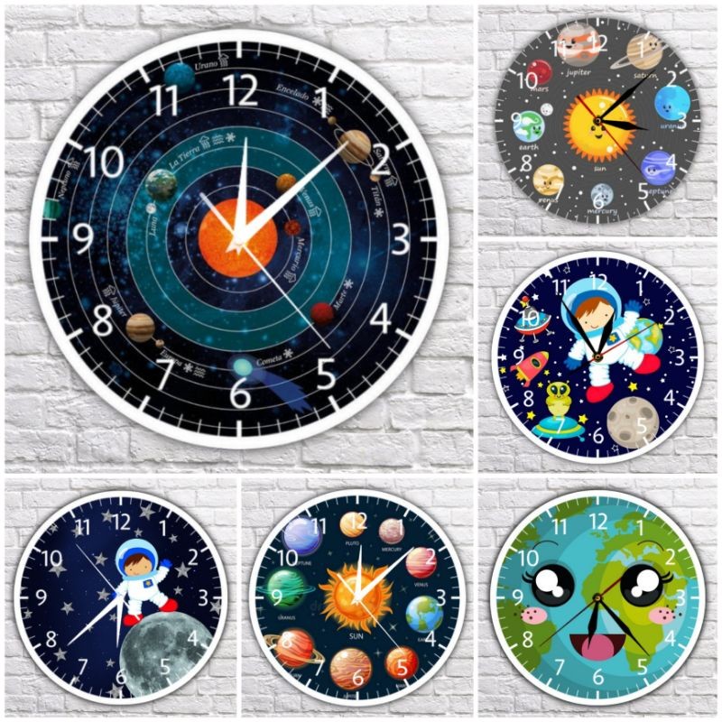Jam dinding edukasi Planet tata surya diameter 30cm