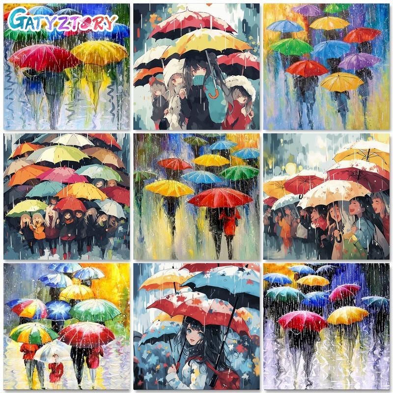 

Painting By Numbers Street Umbrella Landscape Oil Picture By Number Kits For Adults Drawing On Canvas Diy Home Decor