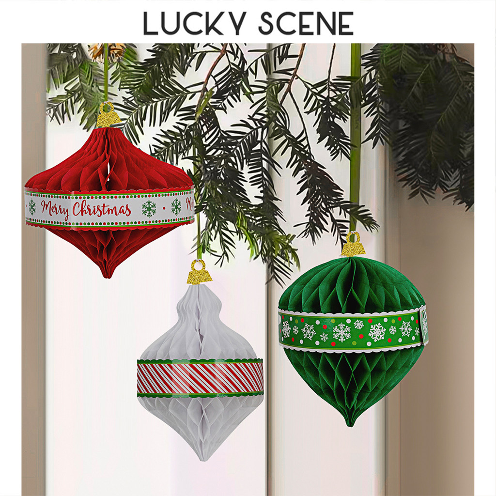 3Pcs  Decoration Honeycomb Ball Paper Pendant Lantern Party Scene Decoration Props S01807