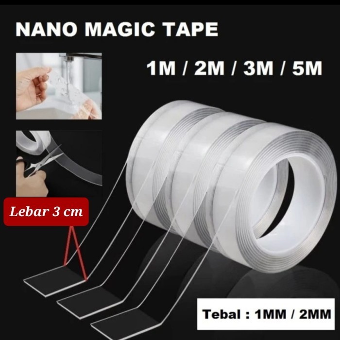 

BISA COD Nano Double Tape Bening Transparan 1M 2M 3M 5M Lebar 3MM Tebal 2MM 1MM - 2 MM, 1 Meter