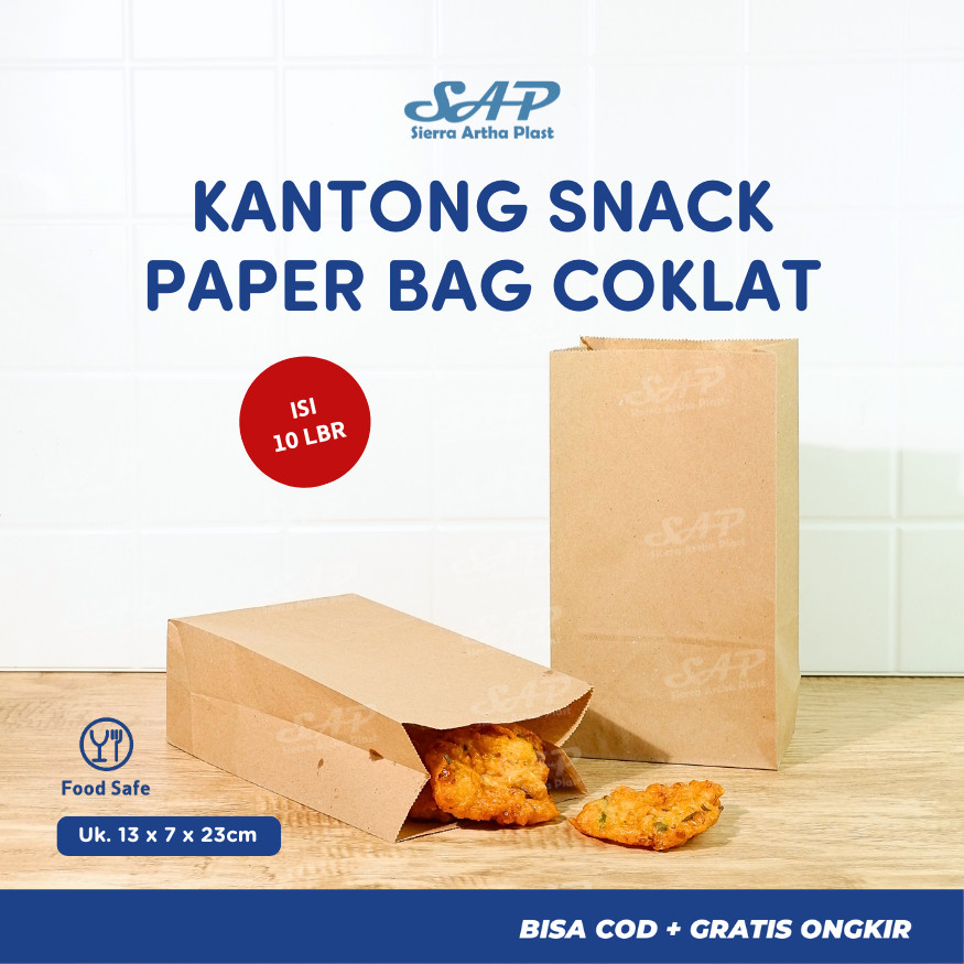 

10 lembar - Paper Bag Mini Kantong Kertas Packaging Snack Jajan Gorengan 13 x 7 x 23 / Paper Bag Mini Paper Bag Coklat Packaging Snack 10 Lembar / PAPERBAG kantong KERTAS COKLAT Serbaguna Chicken Gorengan per 10 lembar