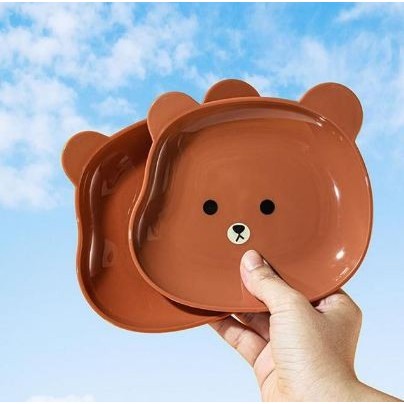 PIRING BERUANG COKLAT SATUAN - PIRING BEAR COKLAT - PIRING KUE - PIRING SNACK - PIRING ANAK - PIRING