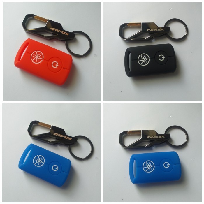paket gantungan kunci remote keyless nmax aerox + cover silikon remote - Aerox Merah