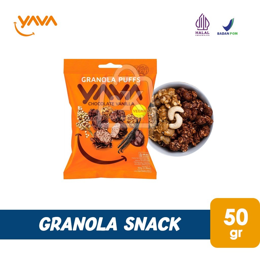 

Granola Puff YAVA Rasa Chocolate Vanilla East Bali Cashew Coklat Vanila (50gr)