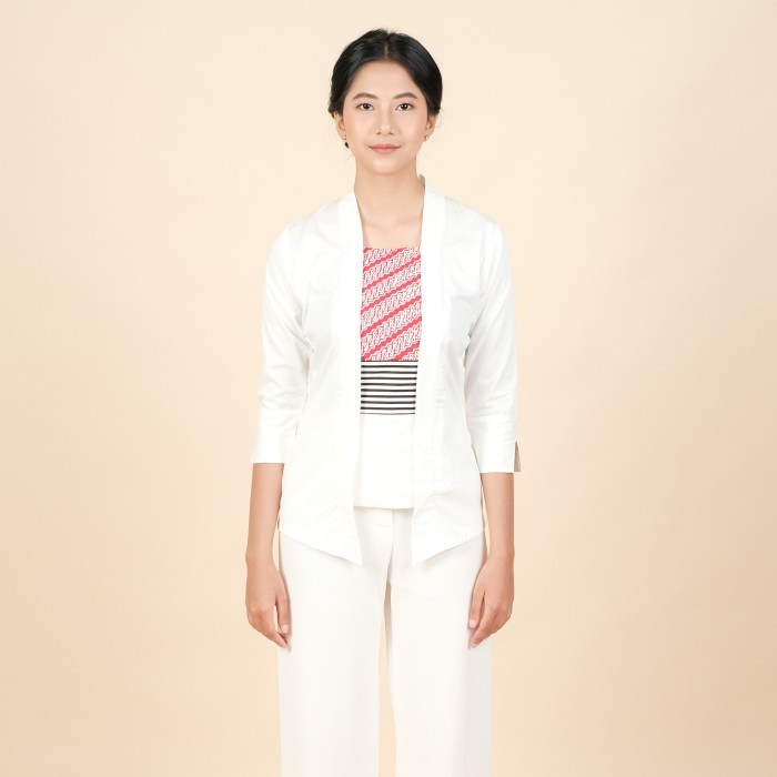 

✨NEW✨ -Kebaya Batik Kutubaru 2 in 1 Lengan 7/8 Meradelima Katun Putih - XXXL