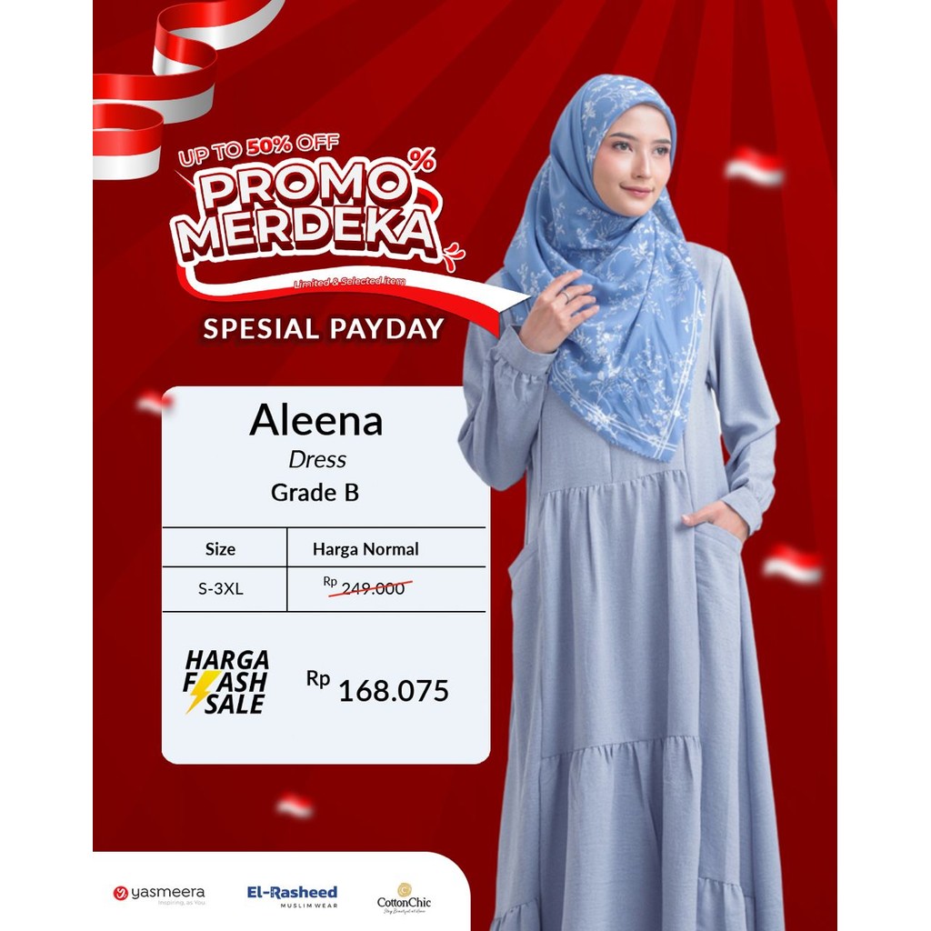 YasminShop~ Yasmeera Gamis Terbaru kekinian Aleena Grade B Dress Simple Wanita