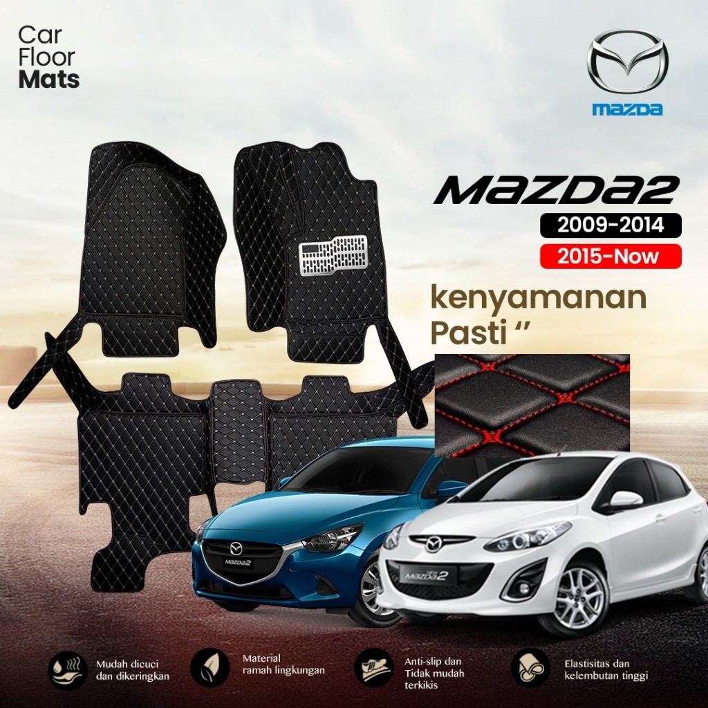 Promate Aksesoris Interior Karpet 7D Mobil Mazda 2 Tahun 2009 - Now Fullset Bagasi
