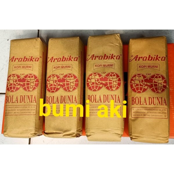 

BIJI KOPI BUBUK ARABIKA CAP BOLA DUNIA ASLI KOPI SEMENDO BIJI KOPI ROBUSTA PALEMBANG 250 GRAM