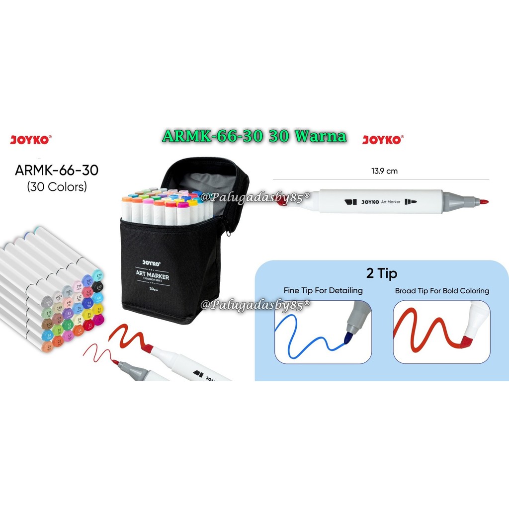 

(1 Set) GROSIR Art Marker JOYKO ARMK-66-30 30 Warna / Spidol Penanda Seni Berwarna Joyko ARMK-66-30