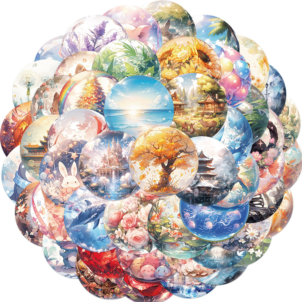 

Crystal Ball Landscape World 50PCS Cartoon Cute Kitten Decorations Graffiti Sticker for Notebook Luggage Phone Book DIY Games