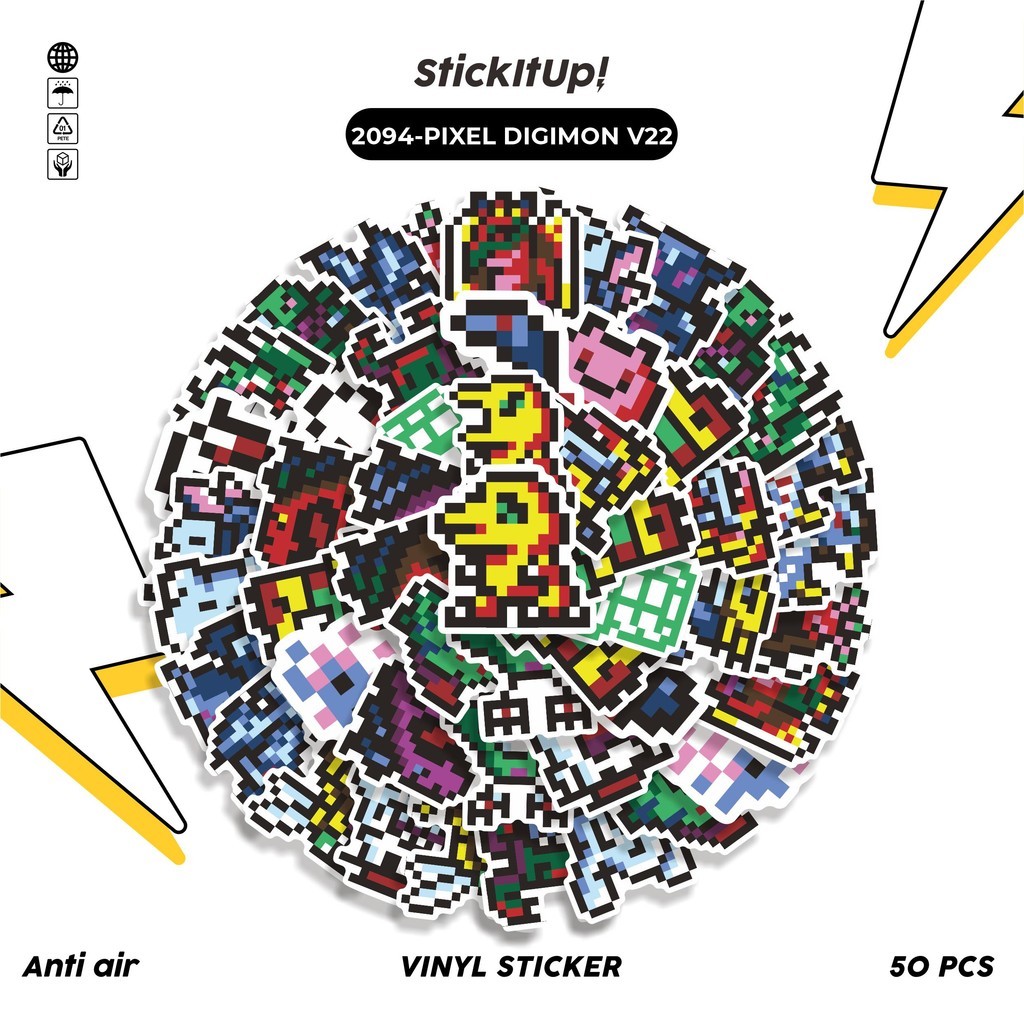 

COD✨ 50 Pcs Stiker PIXEL DIGIMON V22 Lucu Anti Air Untuk Dekorasi Notebook Sepeda Skateboard Handphone DIY