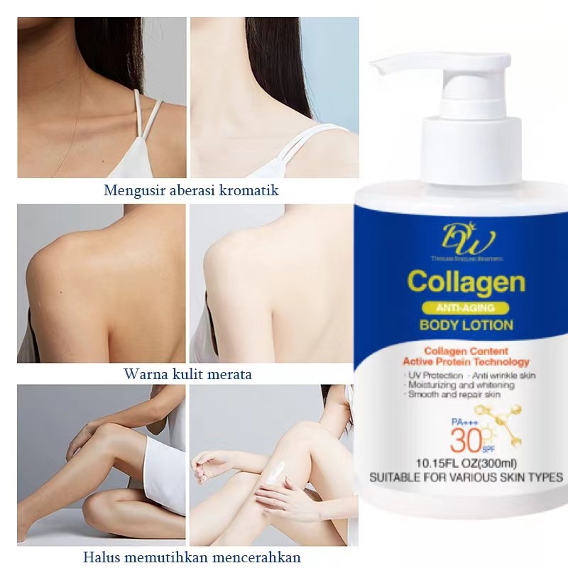 DW Collagen Whitening Body Lotion 300g Losion Tubuh Pemutih Kolagen Pelembab Pemutih Badan Pelembab