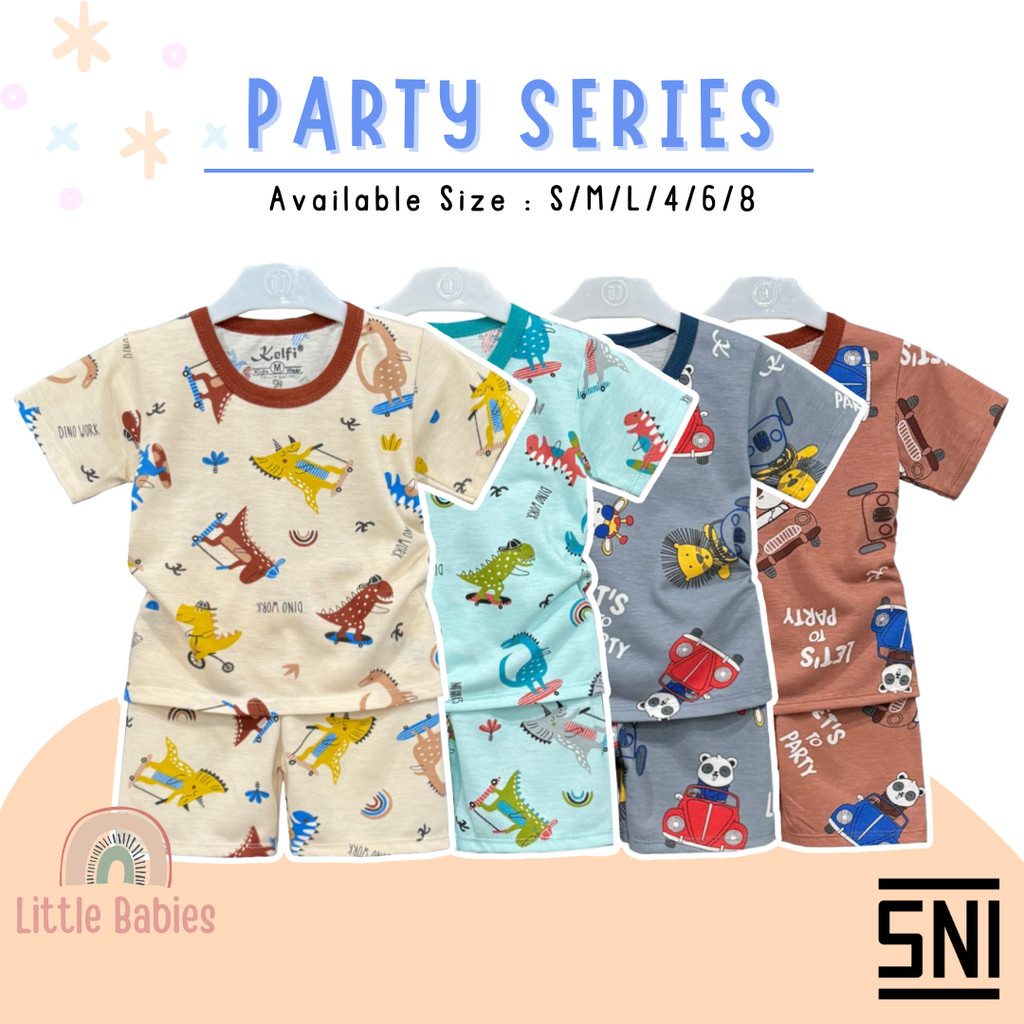 (PROMO 12.12) SETELAN BAJU ANAK COWOK PRINTING 1-8 TAHUN "PARTY EDITION" / SETELAN BAJU ANAK KELFI