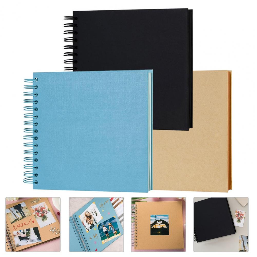 

Photo Album Scrapbook Kraft Paper Scrapbook Album Flexible Coil Design DIY Memory Book for Family Wedding