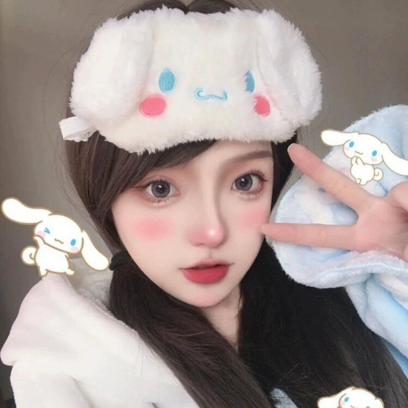 Kawaii Sanrio Cinnamoroll Plush Eye Mask Anime Cinnamoroll Blackout Eye Mask Lun Break Sleep Ladies 