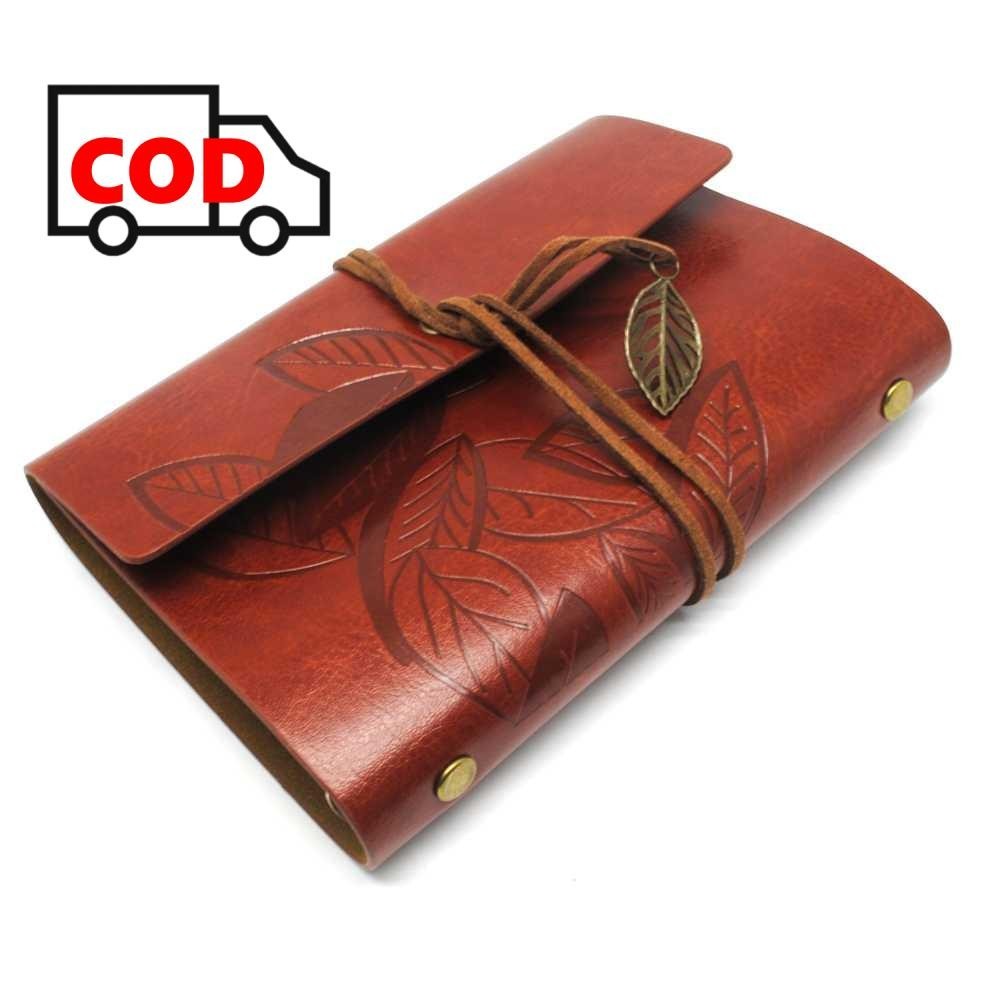 

Buku Agenda Catatan Harian Binder Kertas B7 Cover Kulit Desain Retro dengan Tali Hiasan Daun Leaf Notebook Unik Klasik Elegan untuk Kantor Sekolah Kuliah