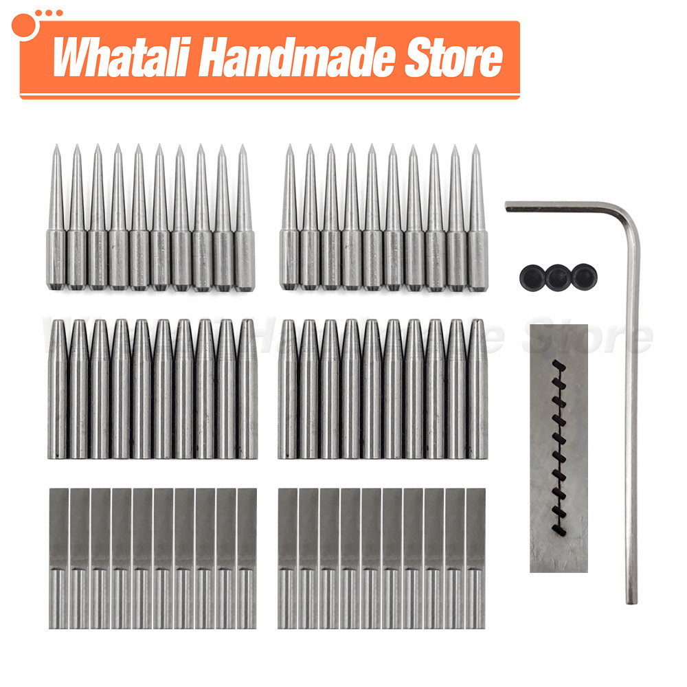 

20-80Pcs Round Hole/Bevel Chisel Head Replaceable Punch Accessories Head Sharp Removable Punching Nail For Leather Punch Tools