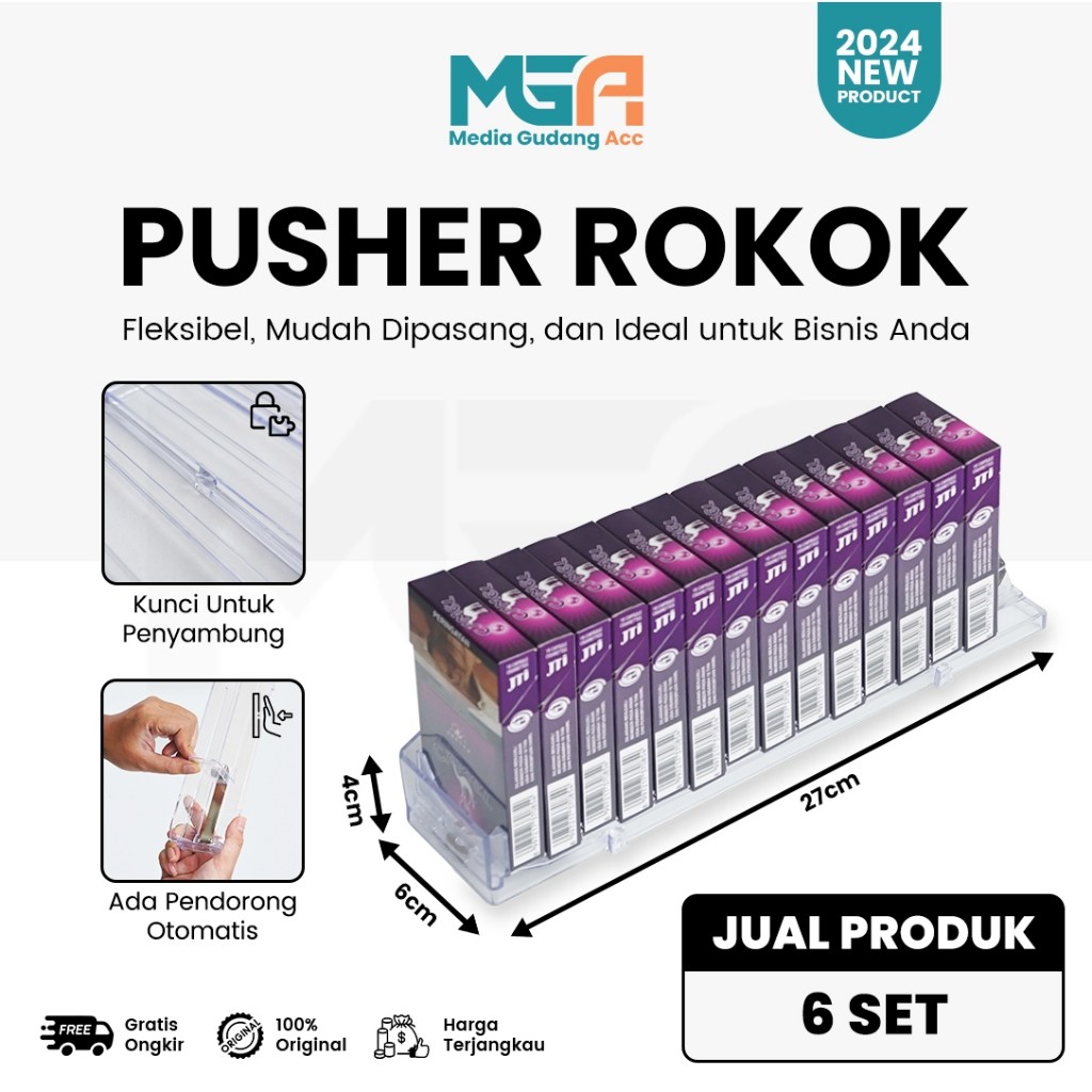 HY76T PUSHER ROKOK 6SET / TEMPAT ROKOK / RAK ROKOK AKRILIK