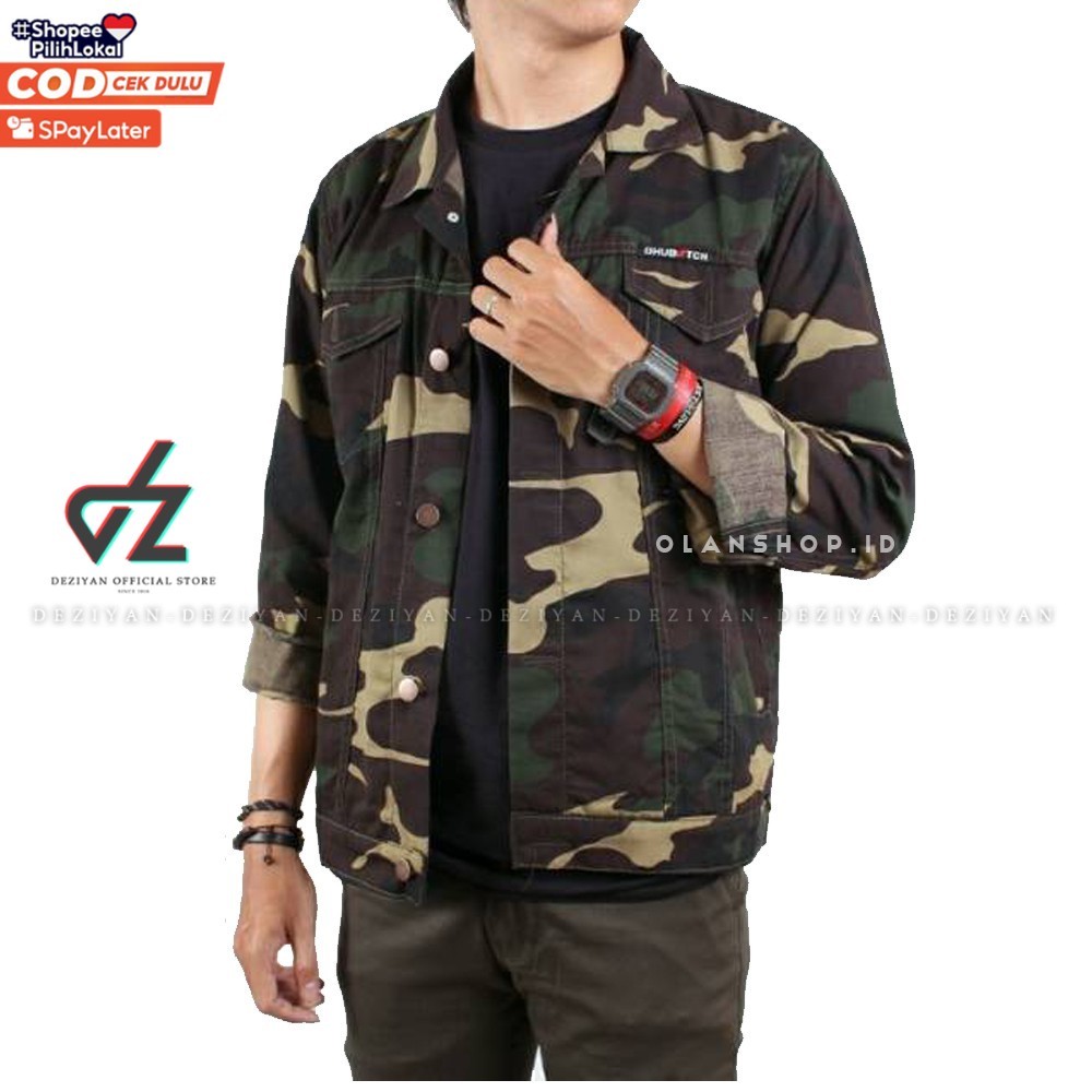 DEZIYAN [SIAP KIRIM] JACKET LORENG PRIA PARKA CAMO SEMI PARKA ARMY SAKU 6 GHUBITCH JAKET CANVAS CAMO