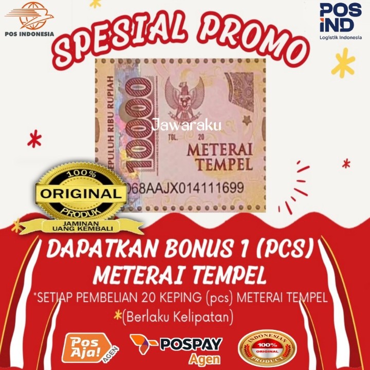 

METERAI / MATERAI TEMPEL 10.000 ASLI PERURI KANTOR POS INDONESIA DIJAMIN ORIGINAL 100% JUAL SATUAN TERMURAH.!! TERMURAH.!!