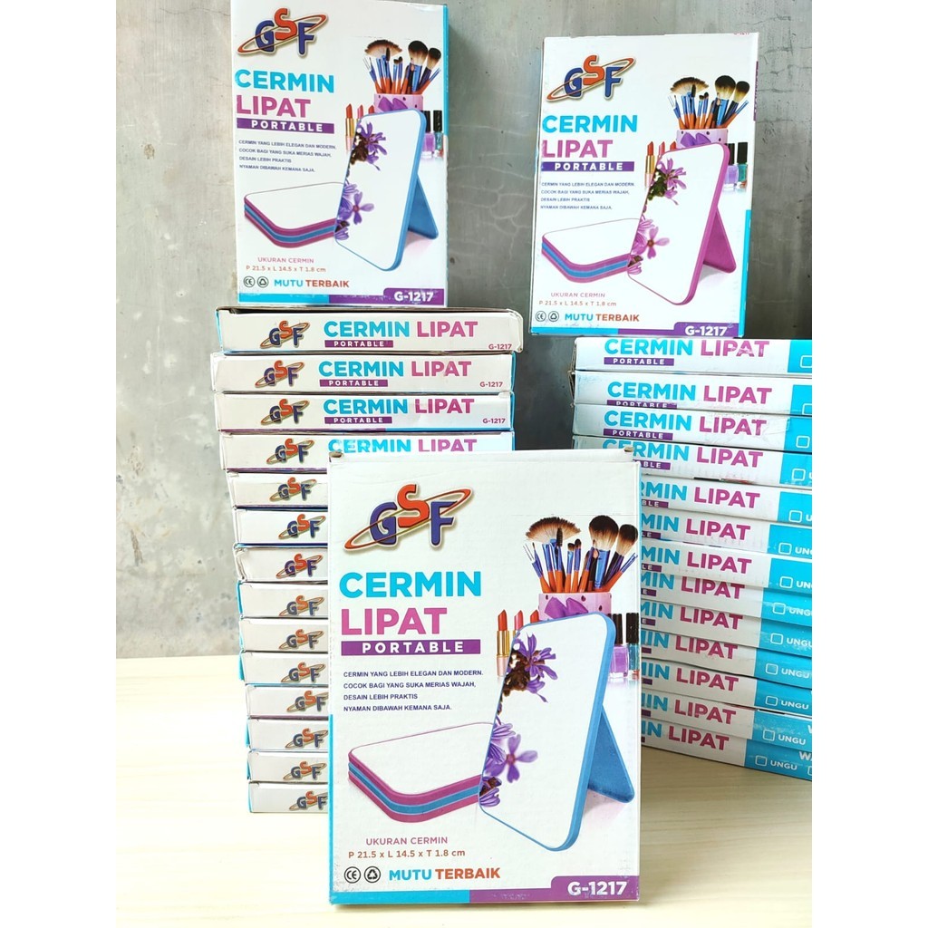 Dika Acc. CERMIN MEJA LIPAT + BOX ORIGINAL / STANDING BEAUTY MIRROR KACA DUDUK / GANTUNG UNTUK RIAS 