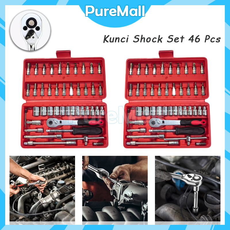 Set Kunci Sok Kunci Shock 46 Pcs / Ring Motor Mobil Kunci Socket Wrench