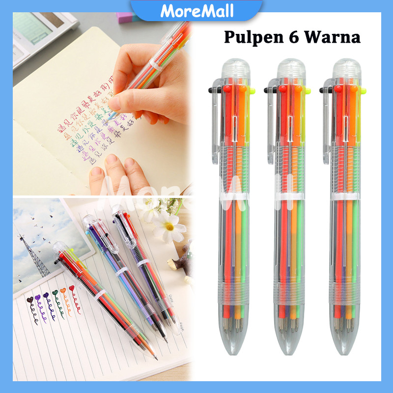 

Pulpen Transparan 6 Warna/Pena Ballpont Pen Six-in-One Color