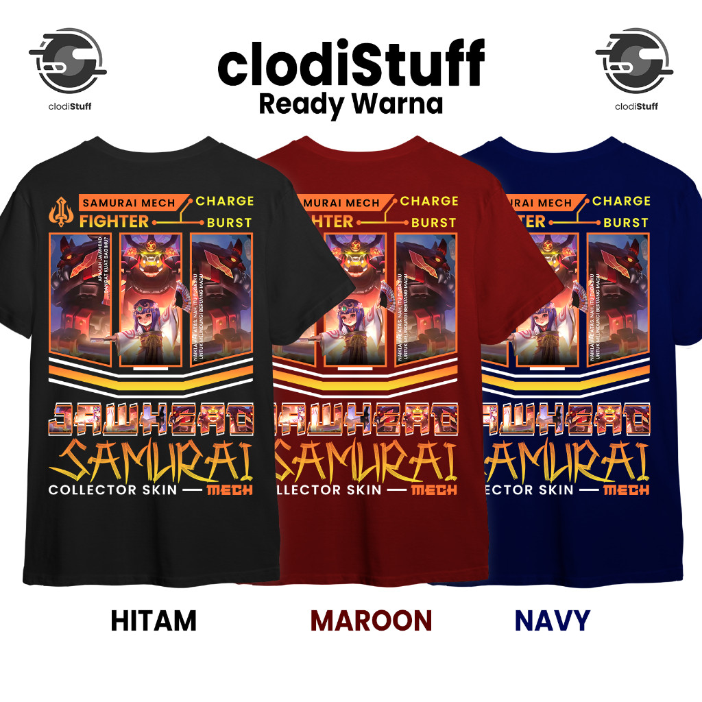Kaos JAWHEAD SAMURAI MECH Mobile Legends MLBB SKIN COLLECTOR Lengan Pendek Hitam Combed 30s