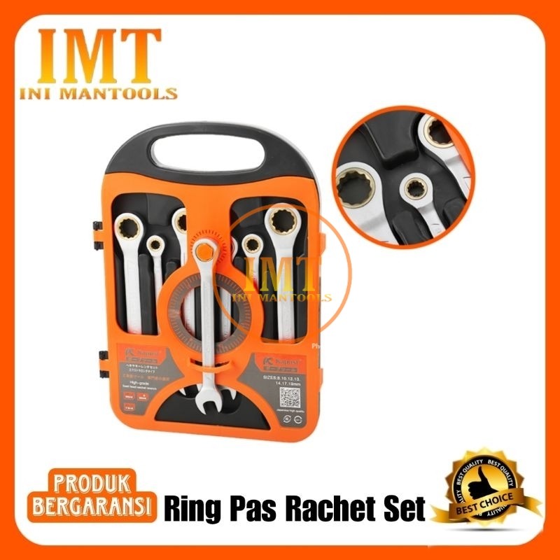 Kapusi Kunci Ringpas Rachet Kuningan 1 Set 8-19 MM K-7732