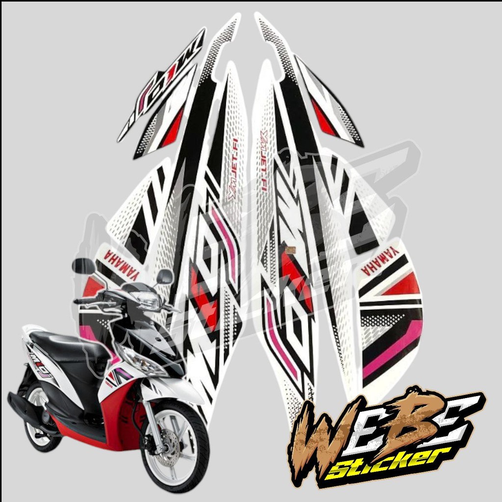 STICKER STIKER POLET LIS STRIPING MOTOR FULL BODY YAMAHA MIO J 2012 WARNA HITAM PUTIH MERAH