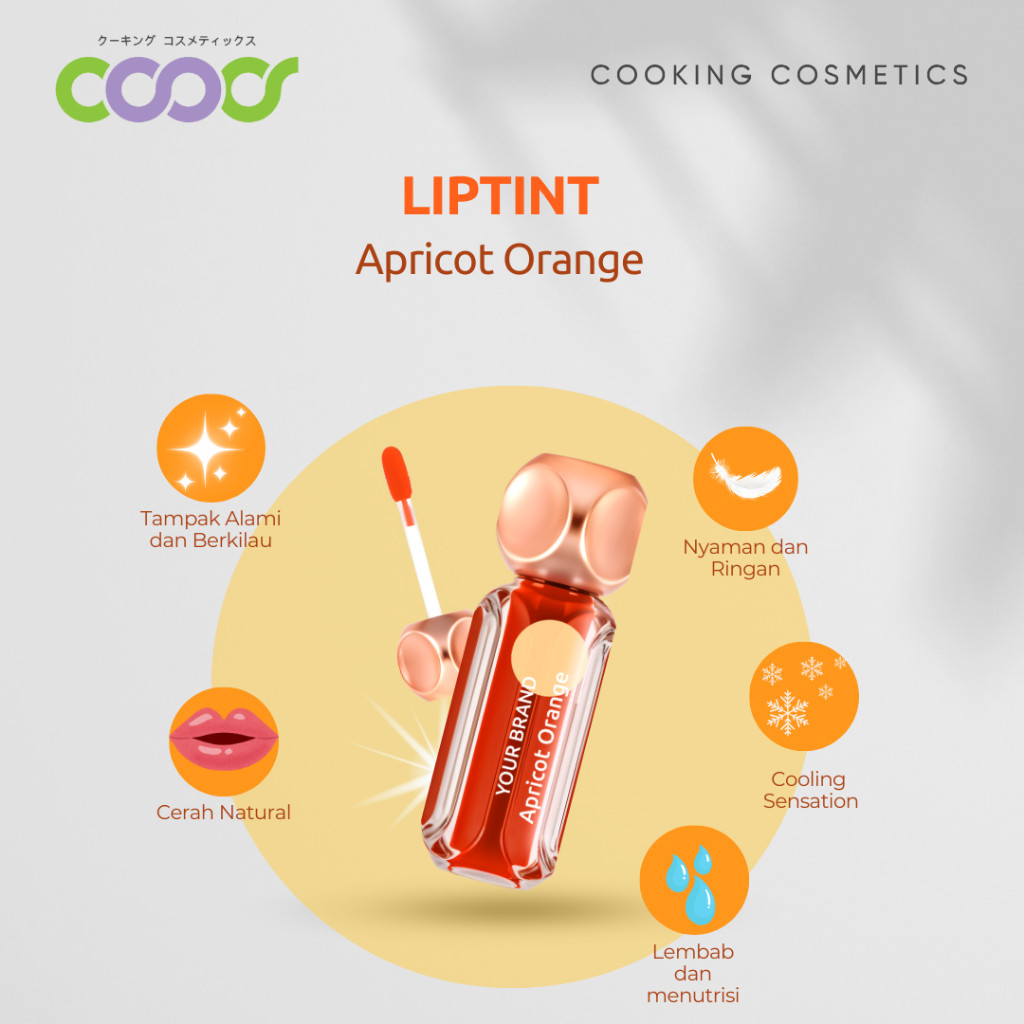Maklon Kosmetik Liptint Apricot Orange 4,5ml - Produk Sample Brand sendiri BPOM dan Halal
