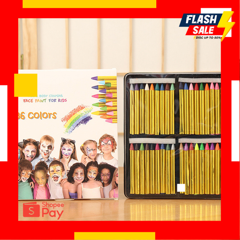 

HALOWEEN 10.10 | 28/36 Warna Face Painting Anak Make Up Kit Crayon Kid Kids Stick Set Wajah Body Paint Halloween Krayon Non Toxic