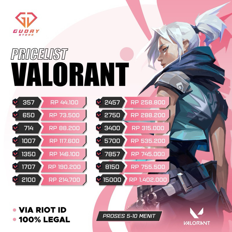 [N.P.4][V.L] HARGA RESELLER MURAH VALORANT LEGAL 100% VALO POINTS | VALO VP VALORAN POINT POIN