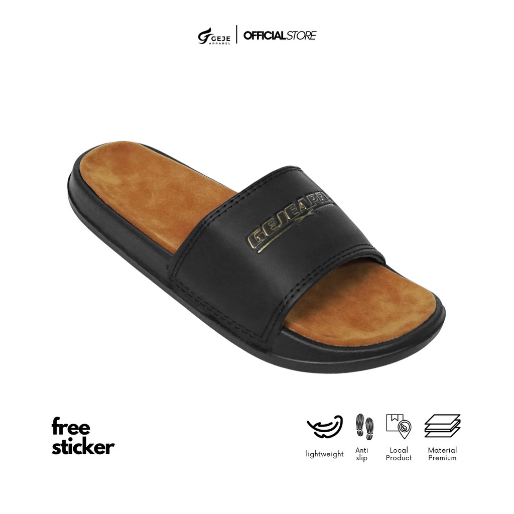 Geje Apparel-Sandal Slop Pria Wanita Suide Gold