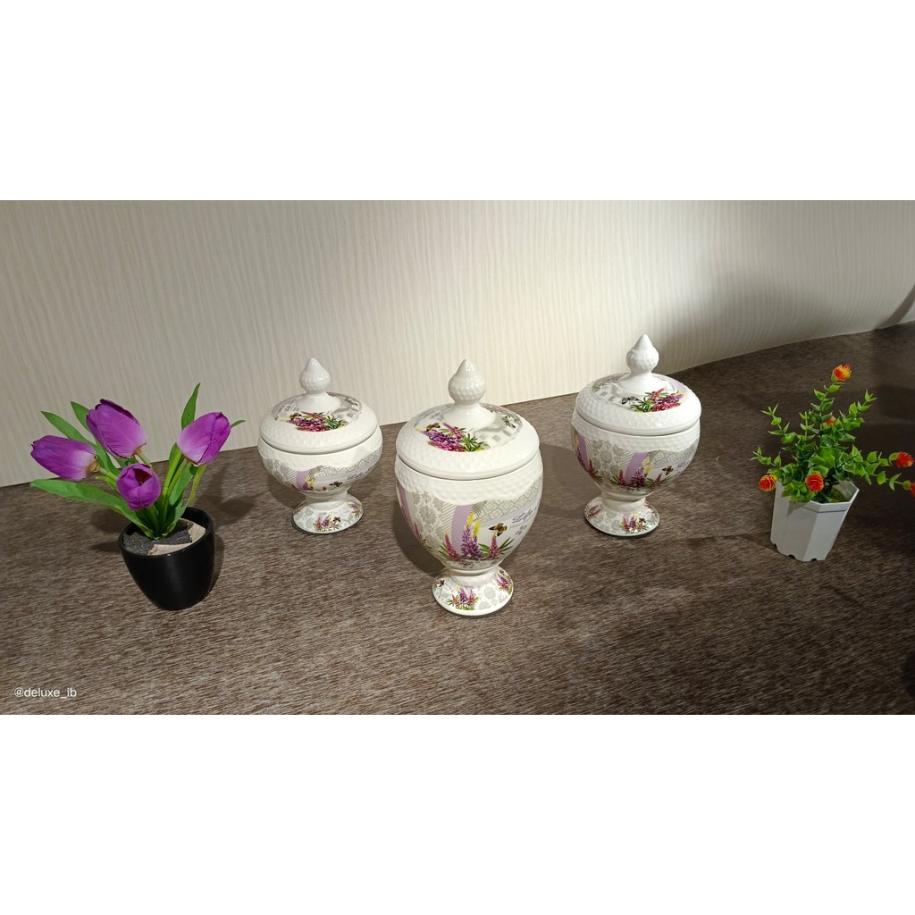 Toples Keramik Set Kue Fiorenza Motif Bunga Lv-222