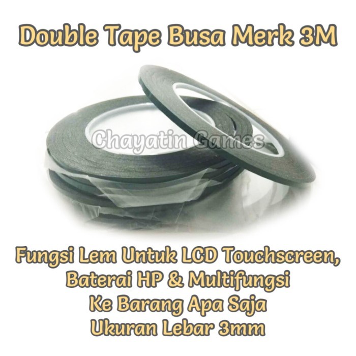 

Lakban Double Tape Busa Merk 3M / Perekat LCD Touchscreen HP - Lebar 5mm -NRC