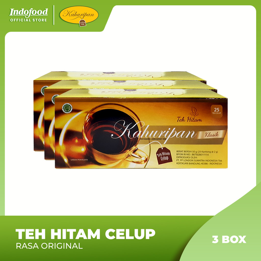 

3 pcs Teh Kahuripan - Teh Hitam Celup rasa Original (1 kotak isi 25 kantong teh)