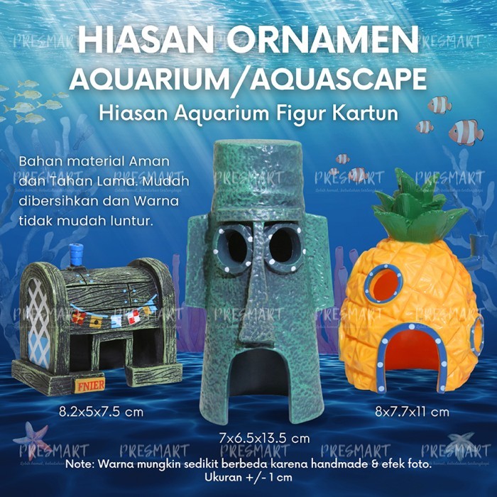 Hiasan Aquarium Spongebob Dekorasi Akuarium Aquascape Ikan Ornamen Spongebob Squidward