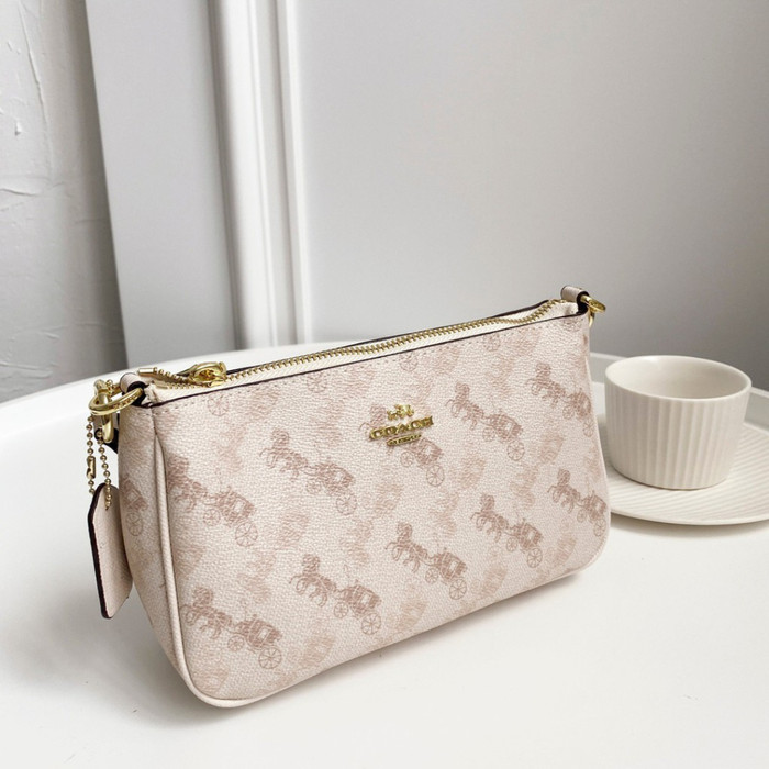 PROMO - Tas Wanita CH top handle pouch signature horse crossbody bag 36674 - White horse