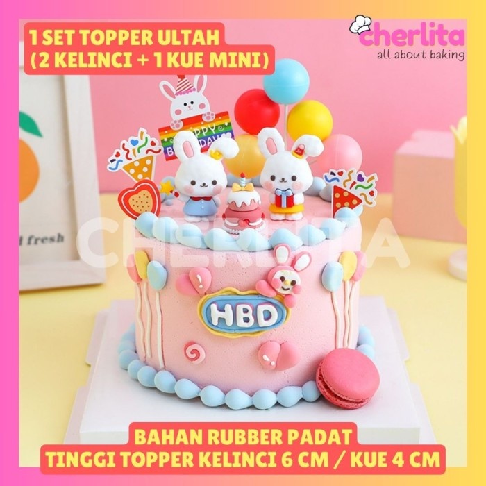 READY Topper Hiasan Kue Birthday Rabbit Bunny Cake Easter Decoration Kelinci Penghias Ultah
