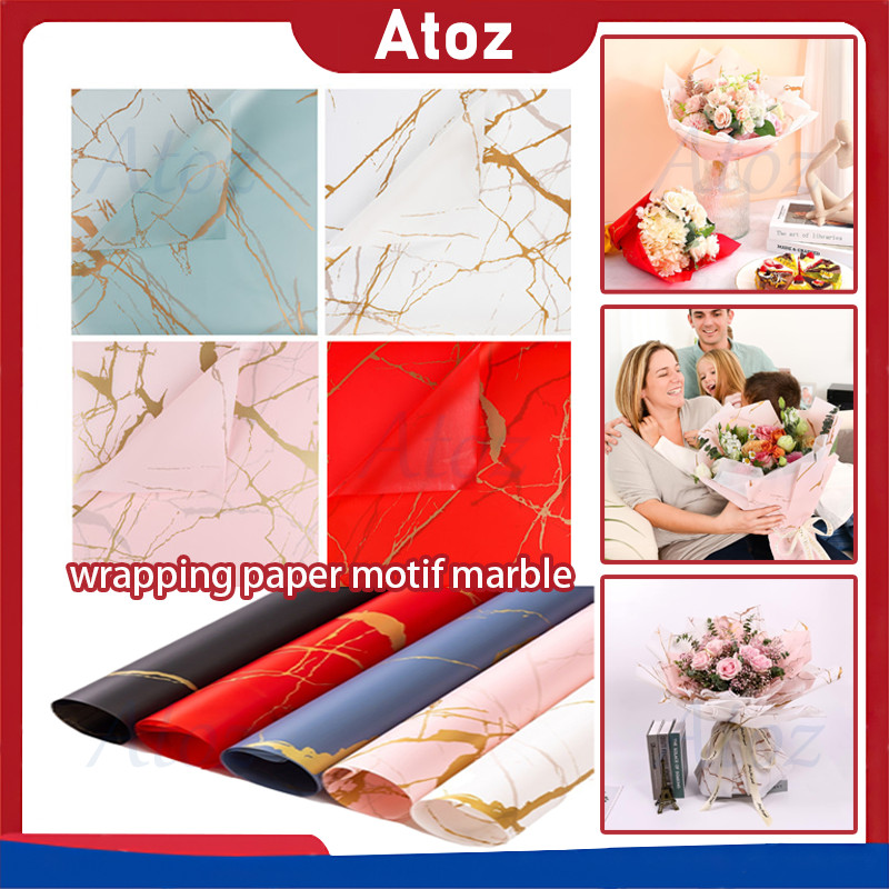 wrapping paper motif marble/cellophane marble gold/kertas buket