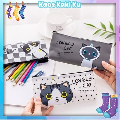 

Tas Pensil Tempat Alat Tulis Tempat Kosmetik Organizer Bag Lovely Cat Bahan Canvas 020