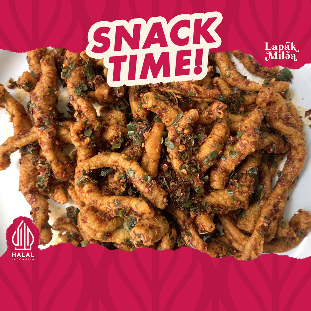 

[1 KILO] Keripik Usus Krispy Kemasan Bumbu Basah Pedas Daun Jeruk Free Pack Kardus Dan Bublewrap