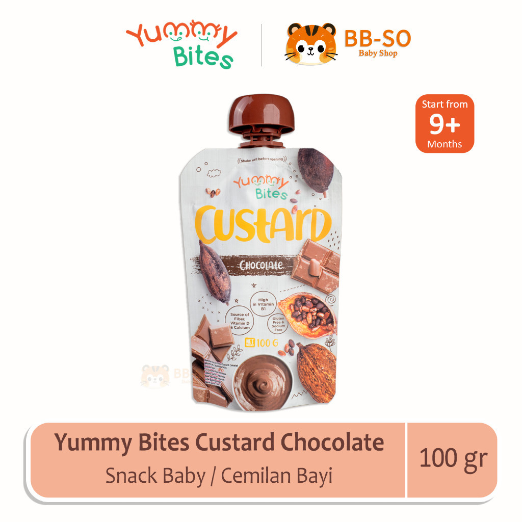 Yummy Bites Custard Chocolate 100 GR - Cemilan bayi - Camilan MPASI Bayi 9 Bulan - Snack Baby