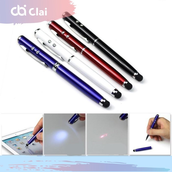 

CLAI Pulpen Laser Pointer 5in1 Pen Stylus pad Tablet Touch Pen Red Senter