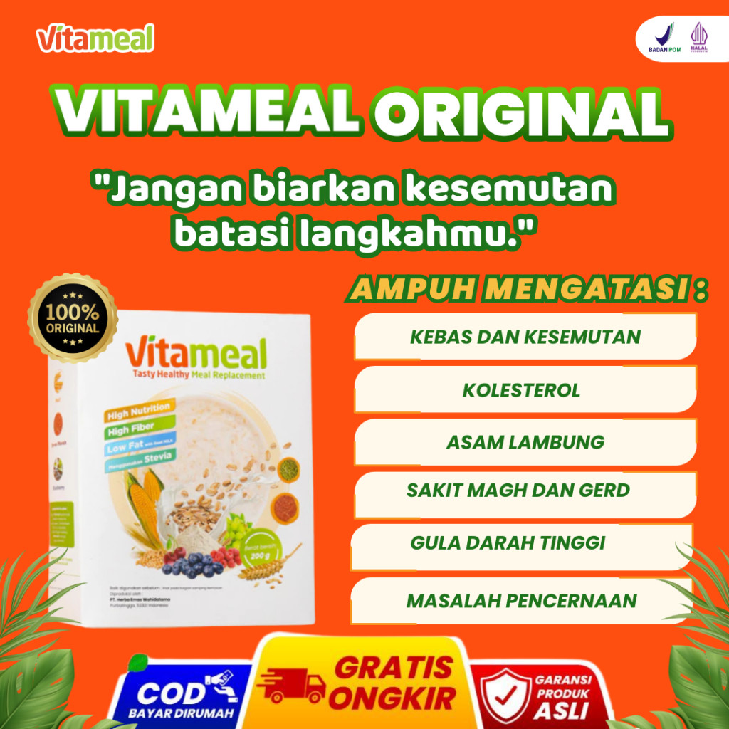 

New Vitameal Original Menahun Serat Asli Sereal Sehat Penambah Herbal Dewasa Mengatasi Lambung Diabetes VITAMIL HERBALPremium