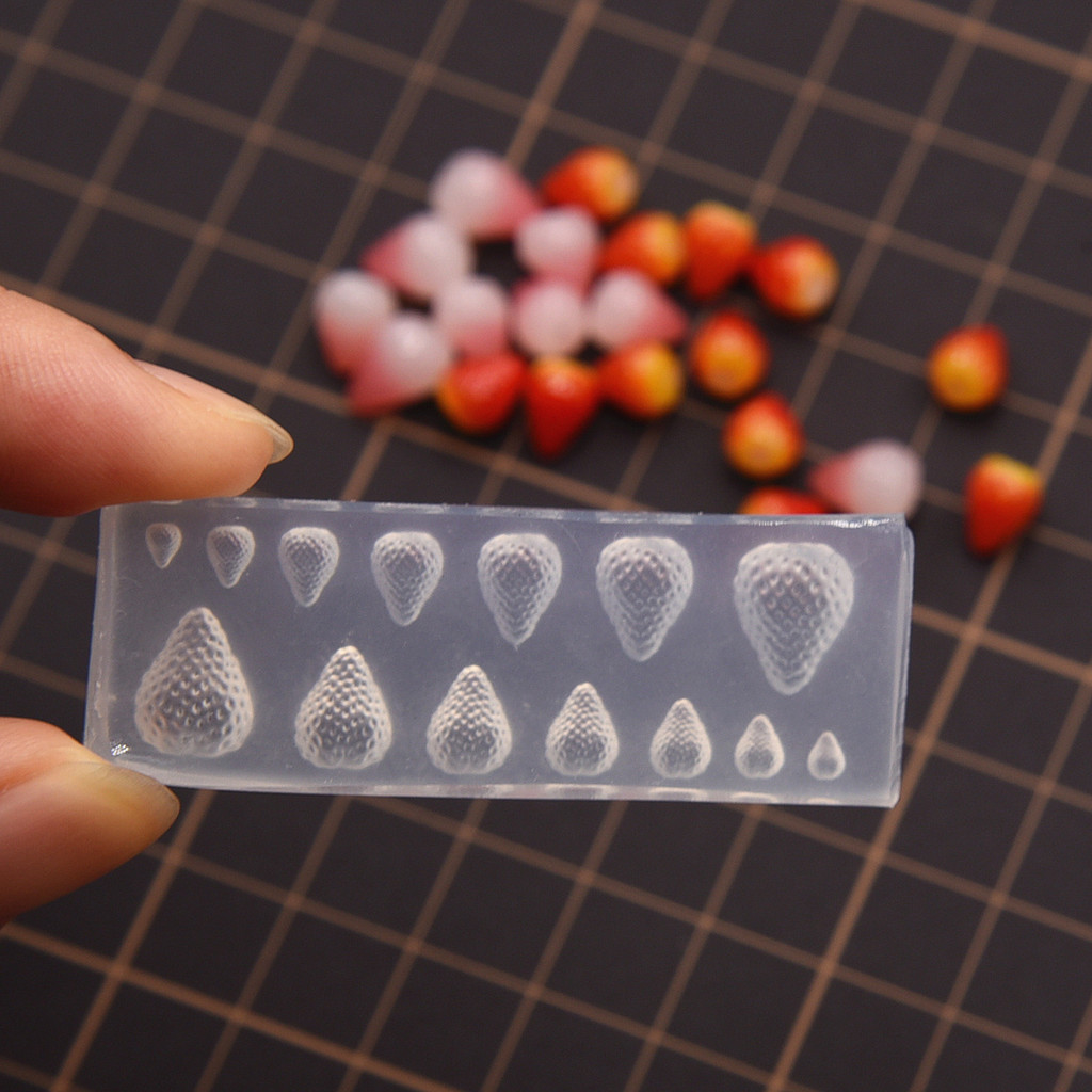 

Supper Mini Different Size Strawberry Silicone Mold Polymer Clay Doll House Fruit Miniature Strawberry Silicone molds