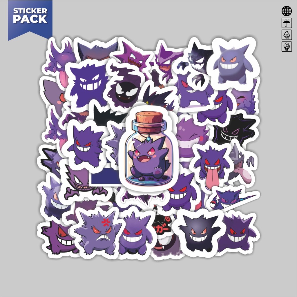 

[100PCS]Stiker Pack Stiker Kartun Pokemon Gengar Aesthetic Vinyl Anti Air Dekorasi Sticker Laptop Buku Journal Koper Helm Casing HP Gitar Helm Skateboard