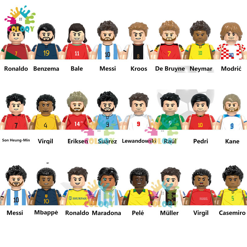 Kids Toys Football Stars Building Blocks Sport Player Bailey Messi Ronaldo Mini Action Figures Toys 
